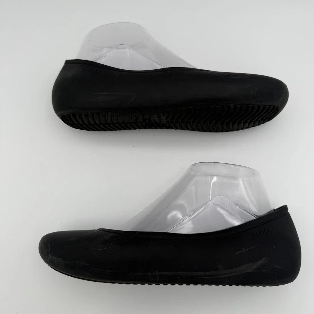 Women's Crocs Brooklyn Black Ballet Dance Dress Flat Slip-On‎ Shoes Size 7
